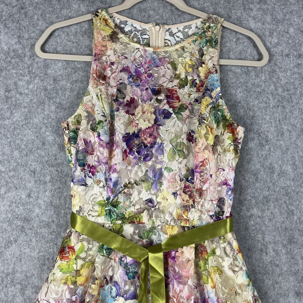Tahari Arthur S Levine Fairy Dress Womens 2 Floral Crochet Lace Mesh Romantic - Picture 2 of 15